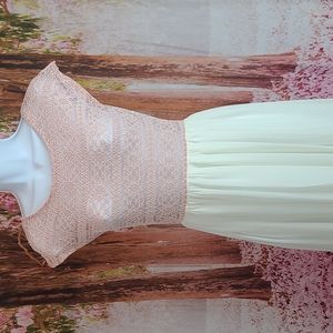 Lace Top Sheer Bottom Maxi Dress